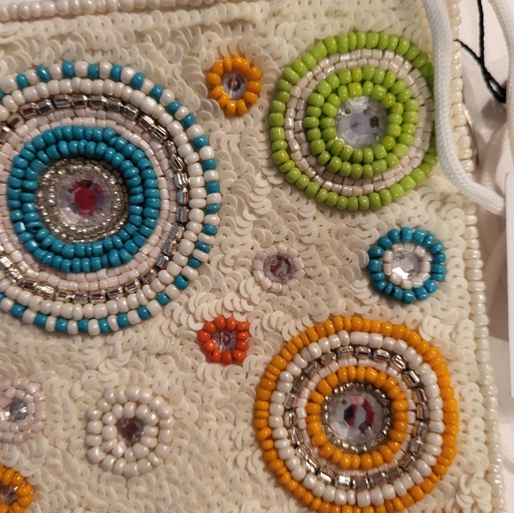 Boho Crossbody Club Bag Bamboo Trading Co. NEW Retro Sequins & Beads Lin… - Picture 4 of 7